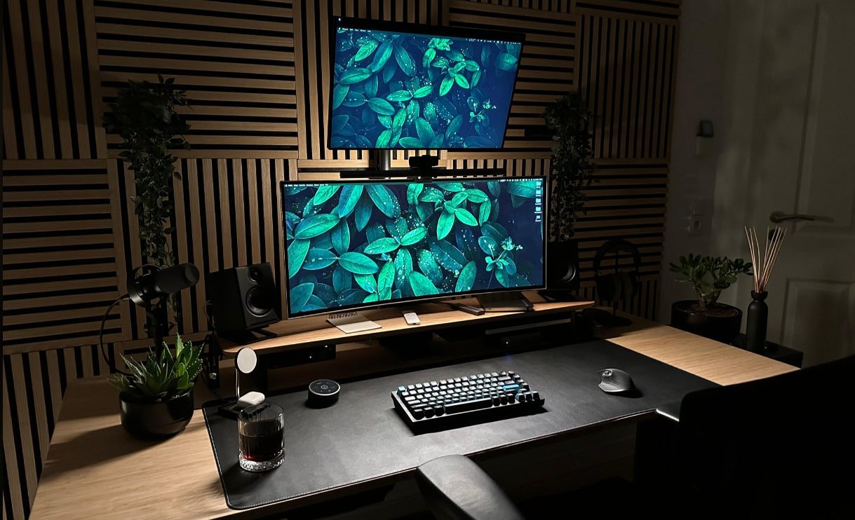 WebTech Solutions development workspace with dual monitors showing code